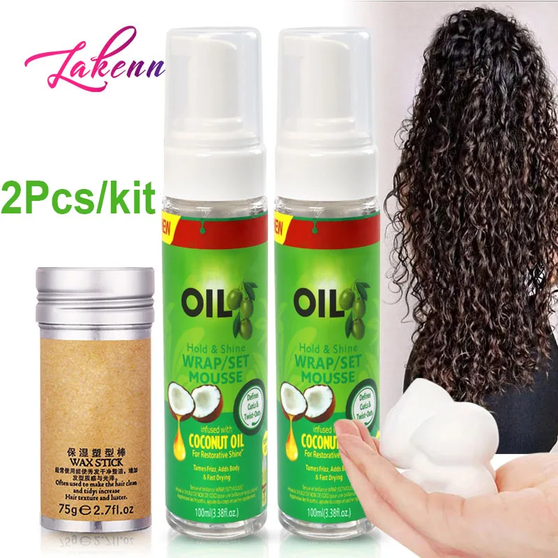 Control de Frizz para trenzas de Mousse de estilos ondulados, espuma hidratante de 100Ml, ratón de peinado para el cabello con palo de cera para trenzas