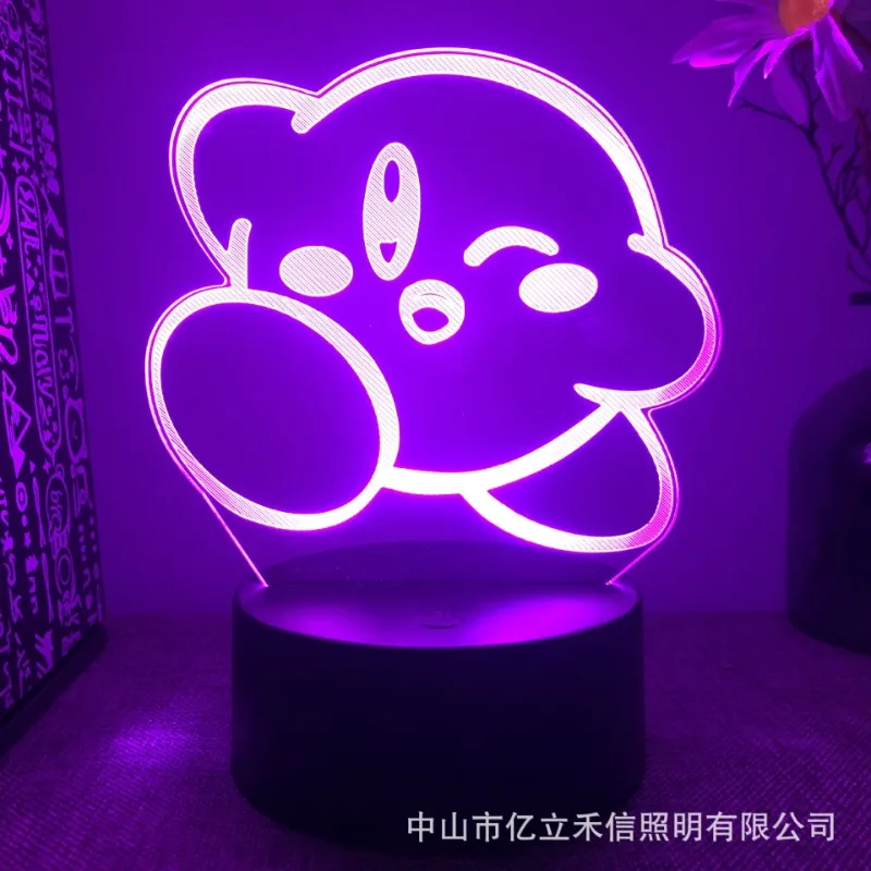 Kirby Night Light Acrylic Lamp for Baby Kids Bedroom Home Decoration 3D Cute Children's Night Light Birthday Gift Bedside Lamp