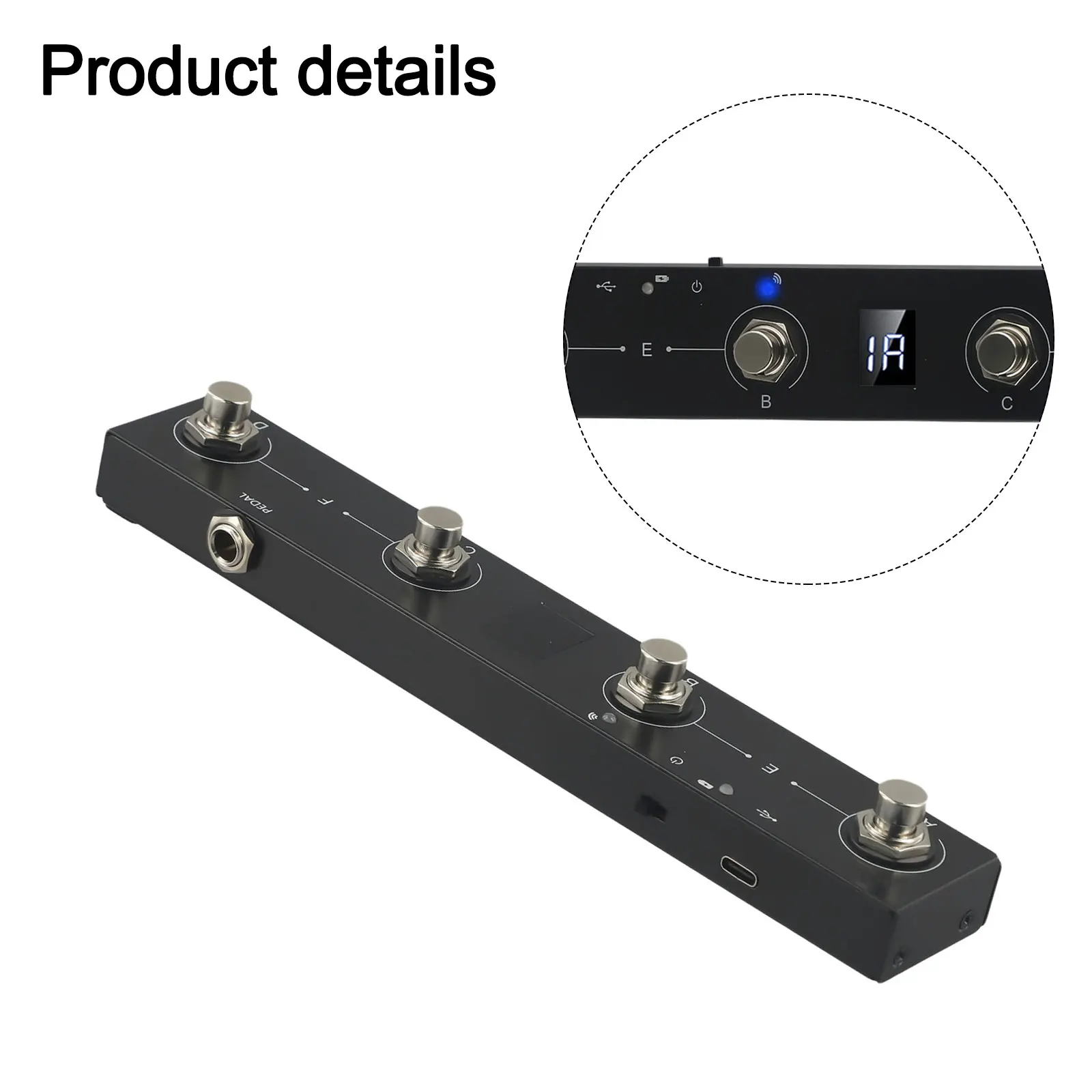 Lightweight Portable For MIDI Controller with 4 Buttons Rechargeable Footswitch Pedal for Easy Smart App Operation