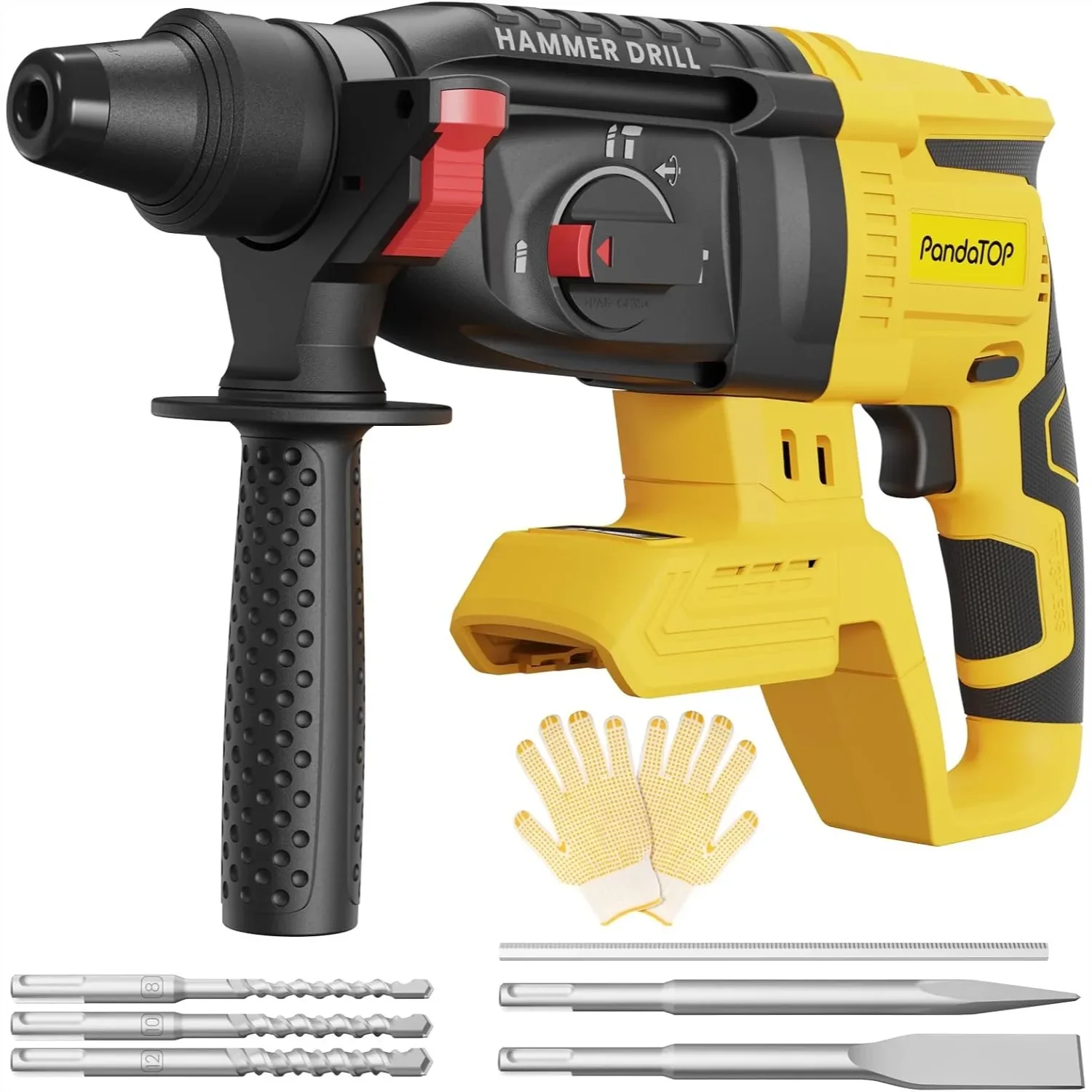 

SDS Plus Cordless Rotary Hammer Drill for De-walt 20v Max Battery, Brushless 4-in-1 with 5 Bits & Gloves