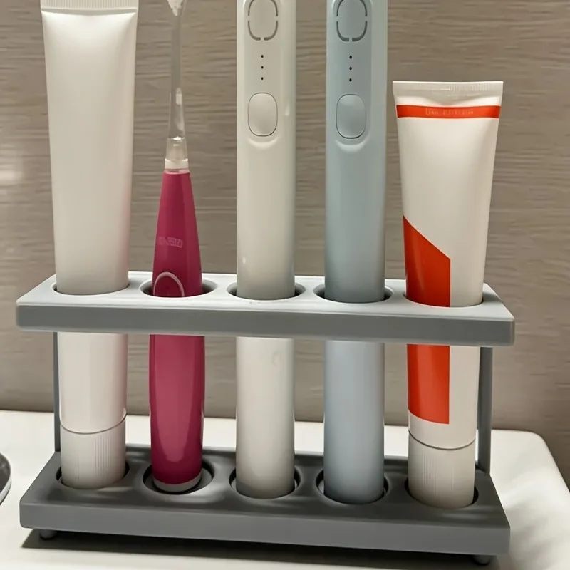 Toothbrush Holder with Drain, Multi-Slot Electric Toothbrush Organizer And Toothpaste Holder, Countertop Toothbrush Holder