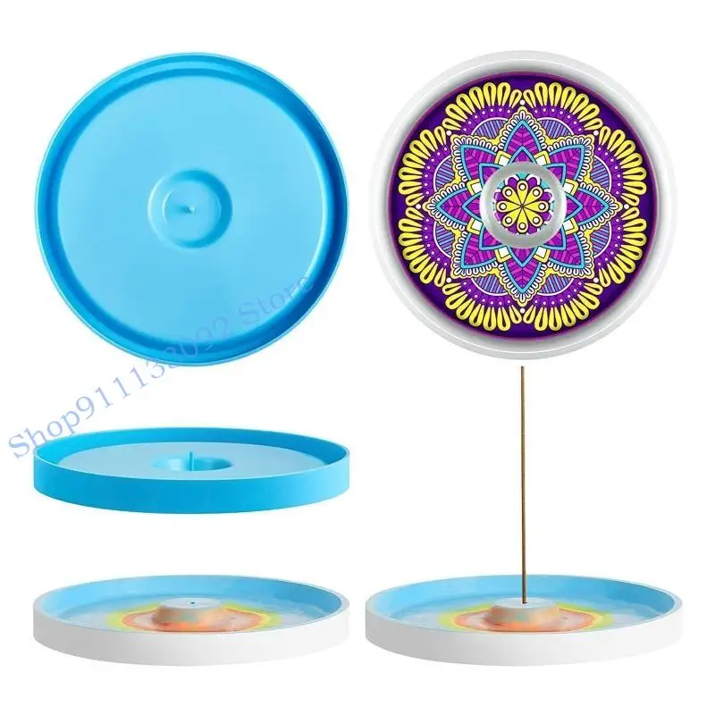 

H9ED Incense Holder Resin Molds Blue Epoxy Casting Mold Holder Silicone Mold Ashes Catcher for DIY Craft Jewelry Making