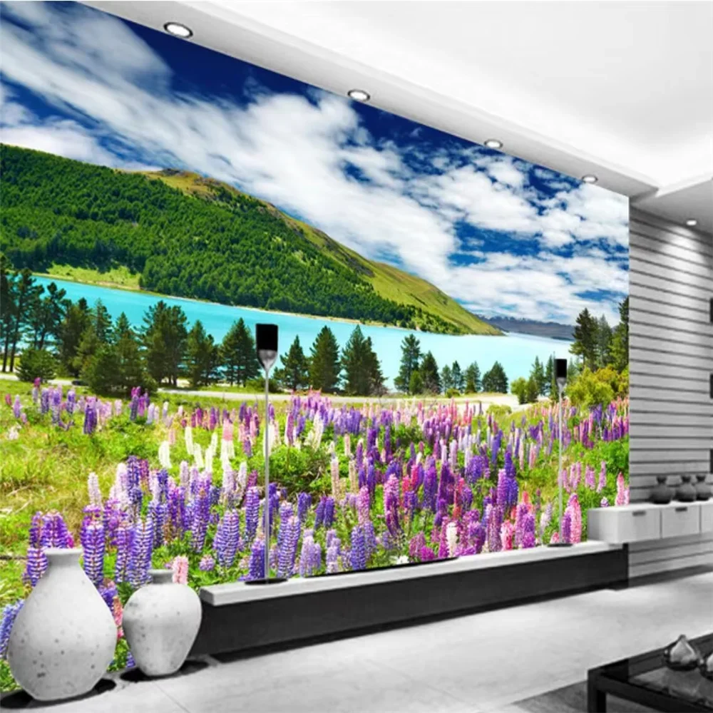 custom Lavender flower sea landscape Wallpaper bedroom living Room 3D photo mural Wall Paper TV Background wall paper home decor