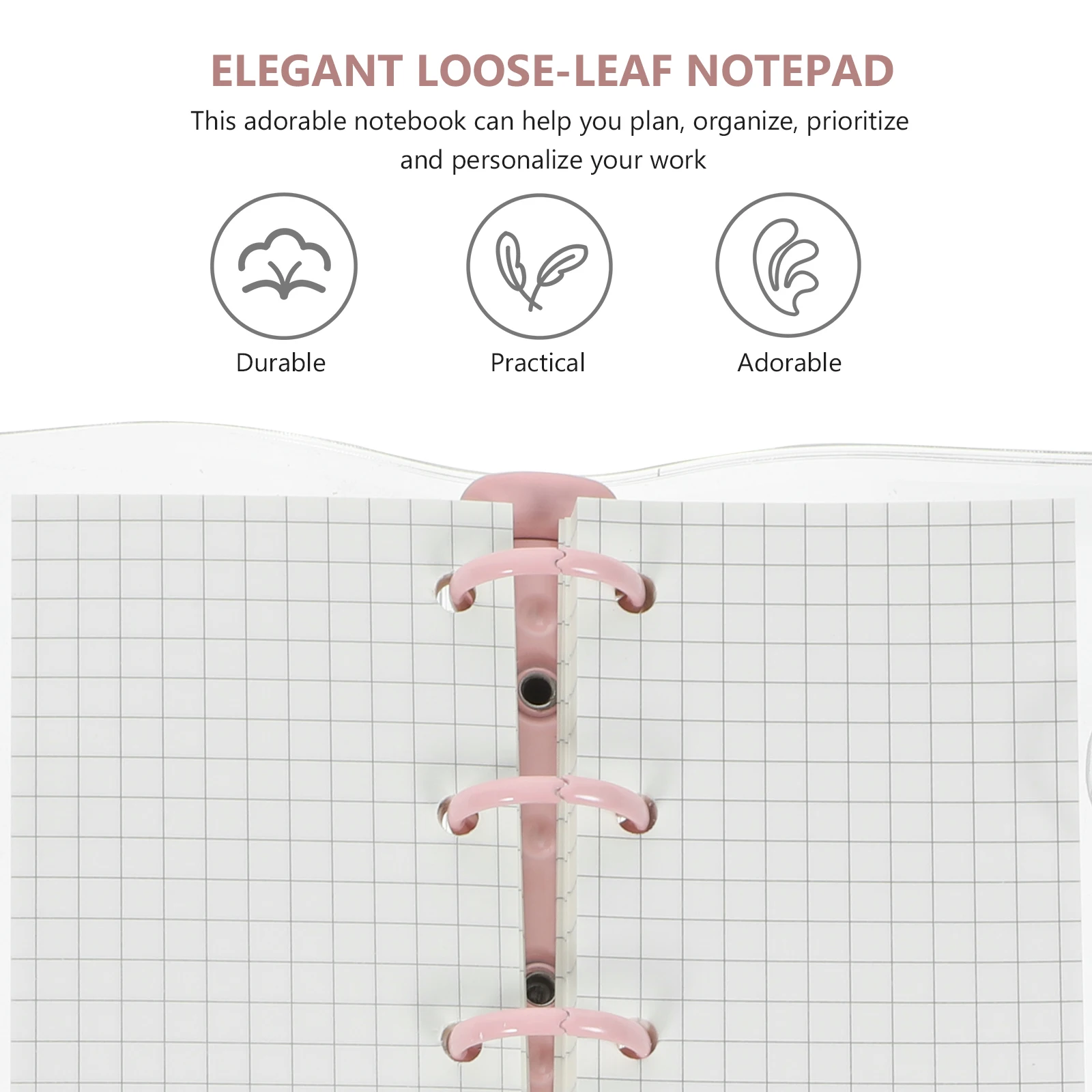 

2 Sets Mini 3 Ring Binder PVC Transparent Cover Spiral Notebook Detachable Double Button Loose Leaf Notepad Lovely Elegant