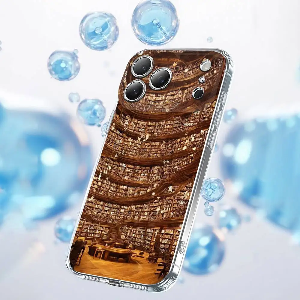 Estante de estudo livros capa de telefone para iphone 17,16,15,14,13,12,11 plus, pro, max, plus, e, ar, mini capa transparente