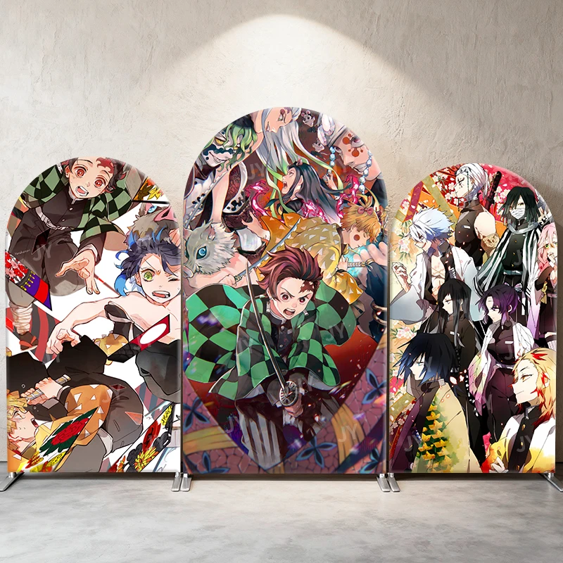

Demon Slayer Arch Backdrop Cover Cartoon Kids Boy Birthday Party Decoration Dynamic Anime Tanjiro Kamado Photograph Background