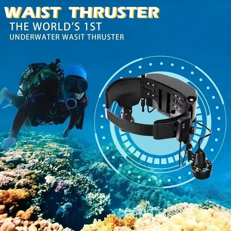 Smart Wearable Waist Underwater Propeller Diving Thruster-Lightweight Durable Metal Sea Exploration Tool for Diving Equipment