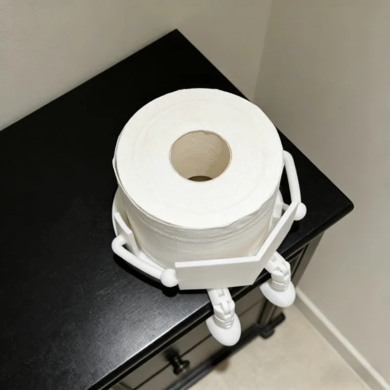 3D-Gedruckter Tragbarer Toilettenpapierhalter ohne Bohren Kreative Heimdekoration Badezimmer-Aufbewahrungsregal Wasserdichtes Toilettenpapier-Regal