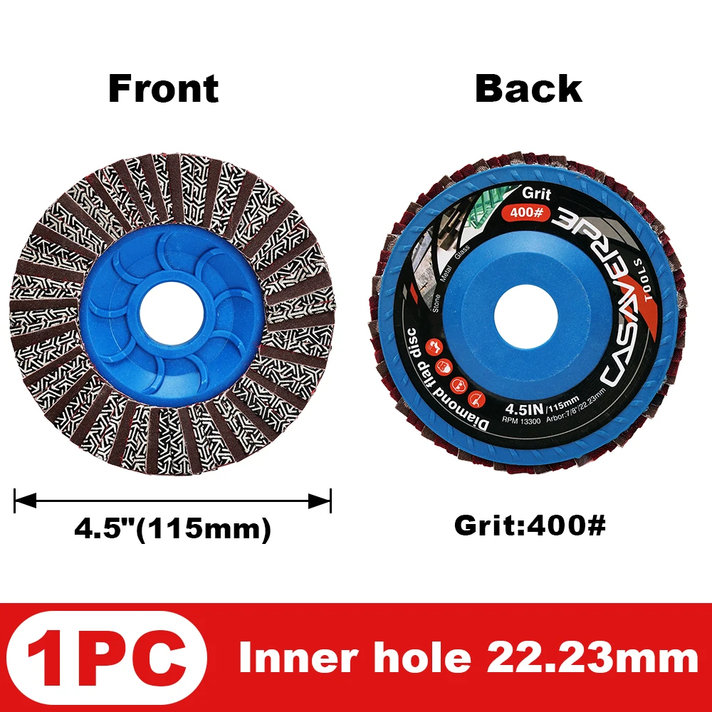 Casaverde 115 mm diamantflapschijf gegalvaniseerde keramische flapschijf slijpen van natuurlijke aarde, keramiek, composieten, glas en veel meer