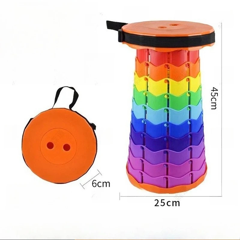 

Collapsible Telescopic Stool - Lightweight Outdoor Adjustable Seat for Camping, Fishing, Durable Plastic Portable Foldable Chair
