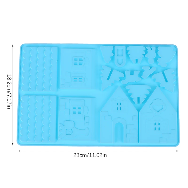 Silicone Building Block Christmas House Chocolate Mold Gingerbread House Cookie Mold For Cake Fudge Christmas Decor Baking Tool