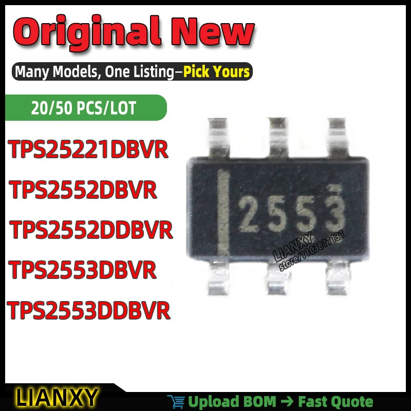 TPS2552DBVR TPS2553DBVR TPS2553DDBVR TPS25221DBVR TPS2552DDBVR SOT-23-6 Power Switch Driver New Original