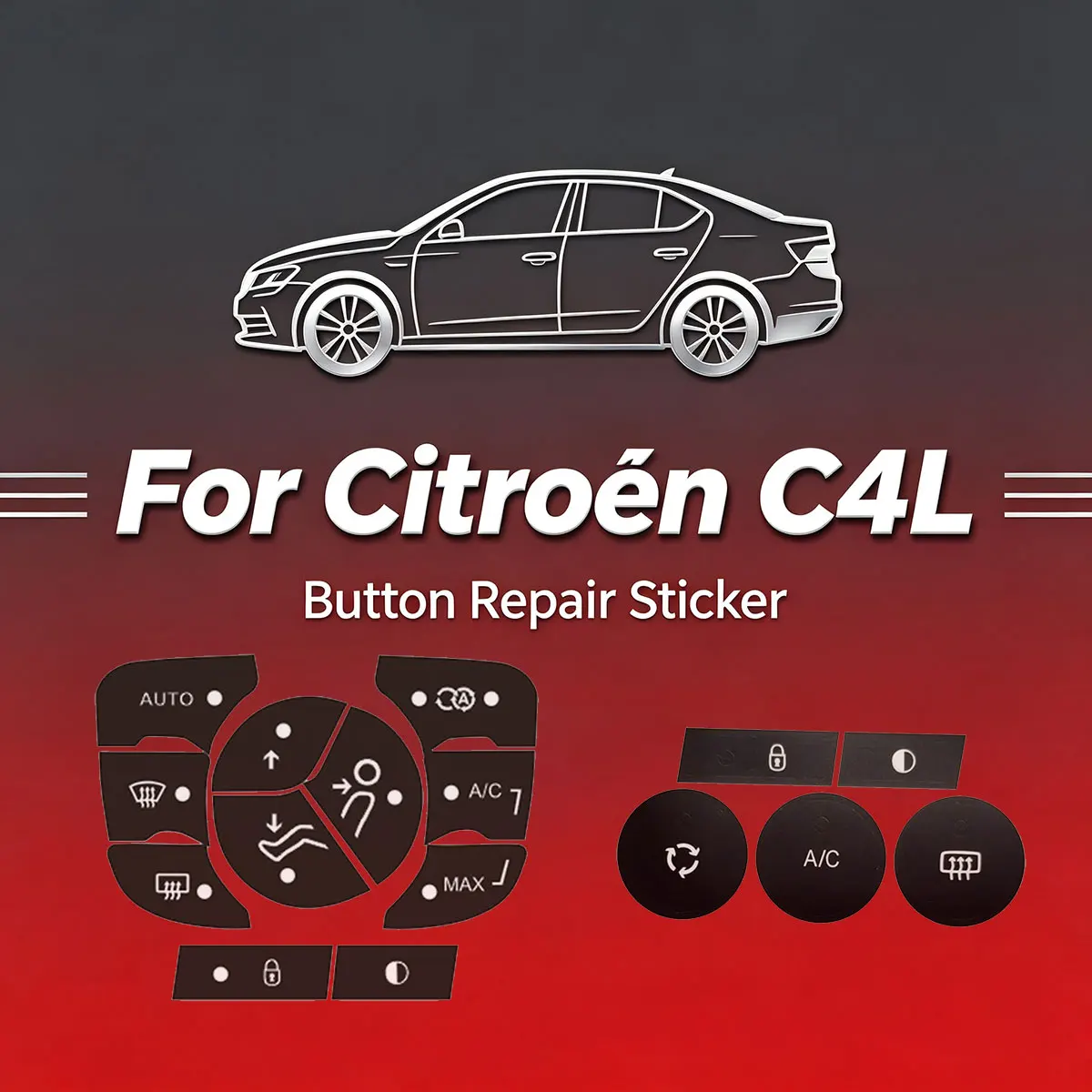 Restoration Repair Sticker for Citroën C4L 2014-2018 A/C Climate Control + Central Door Lock Button Cover Decal