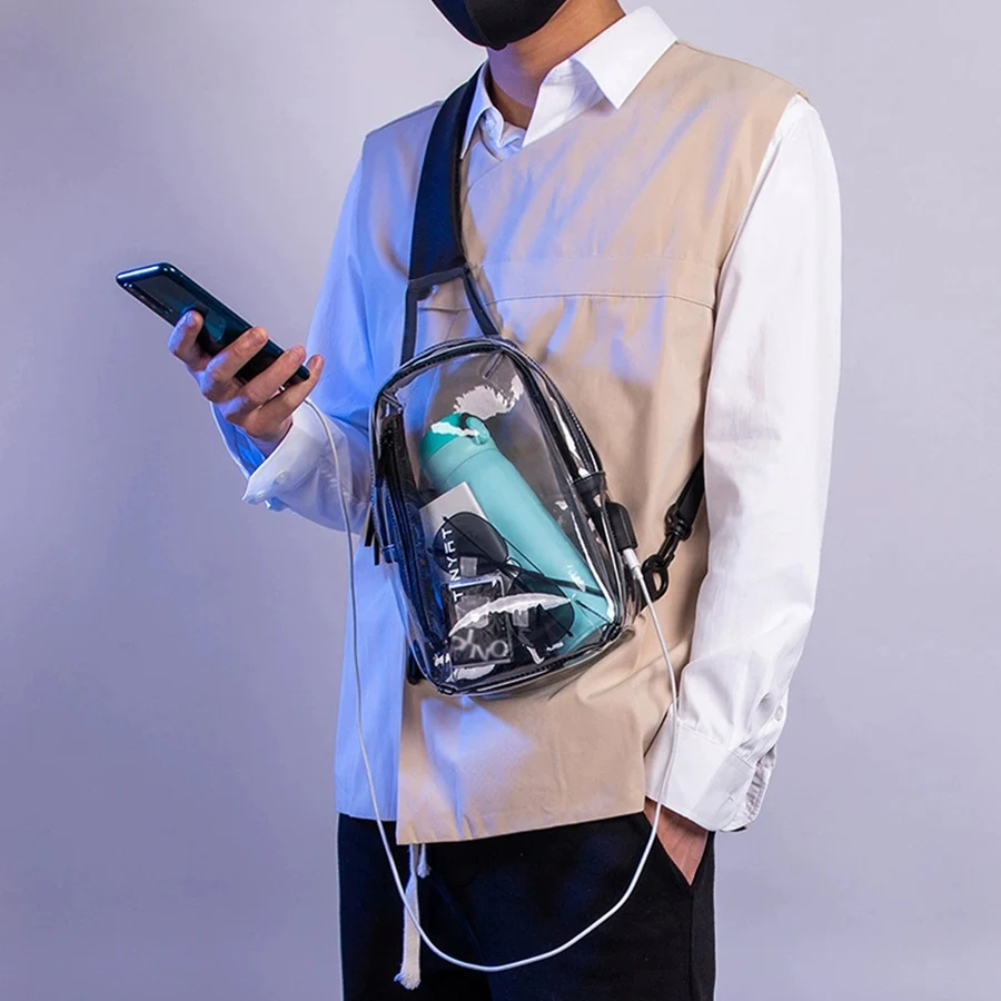 Unisex Pvc Waist Belt Bag Fanny Pack Hip Bum Bag Clear Transparent Chest Pouch Bag Beach Travel Banana Hip Zipper Running Bags