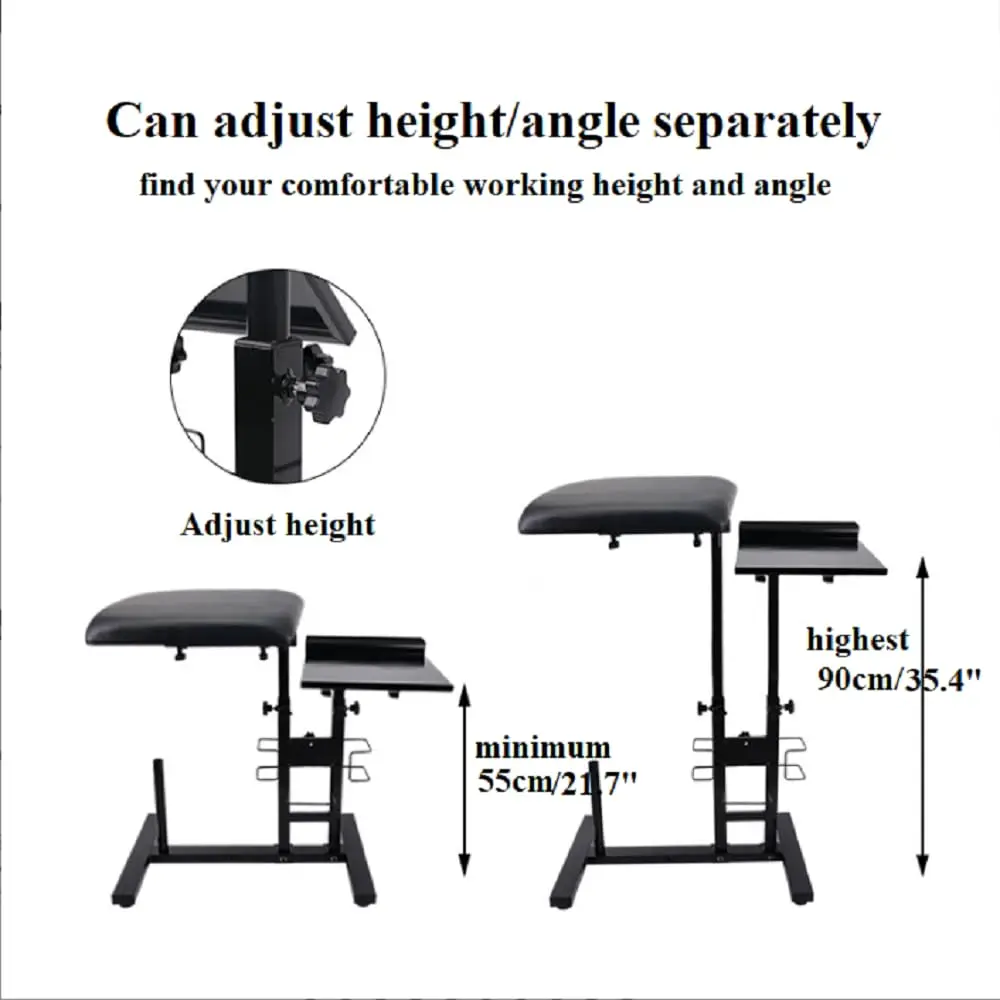 Подставка для татуировки Cncest с верстаком, подставка для татуировки на подлокотнике, регулируемая высота и кожаная мягкая подставка для тату-студии Ta