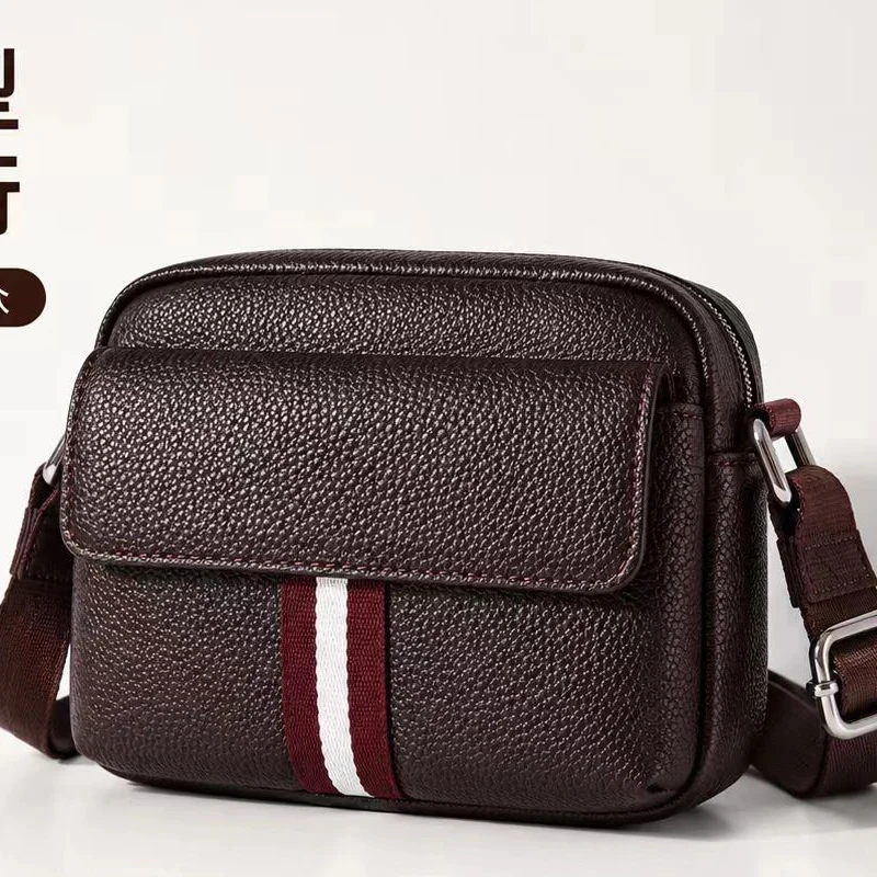 men's business cowhide large-capacity leisure horizontal shoulder crossbody bag brown genuine leather men's trend messenger bag