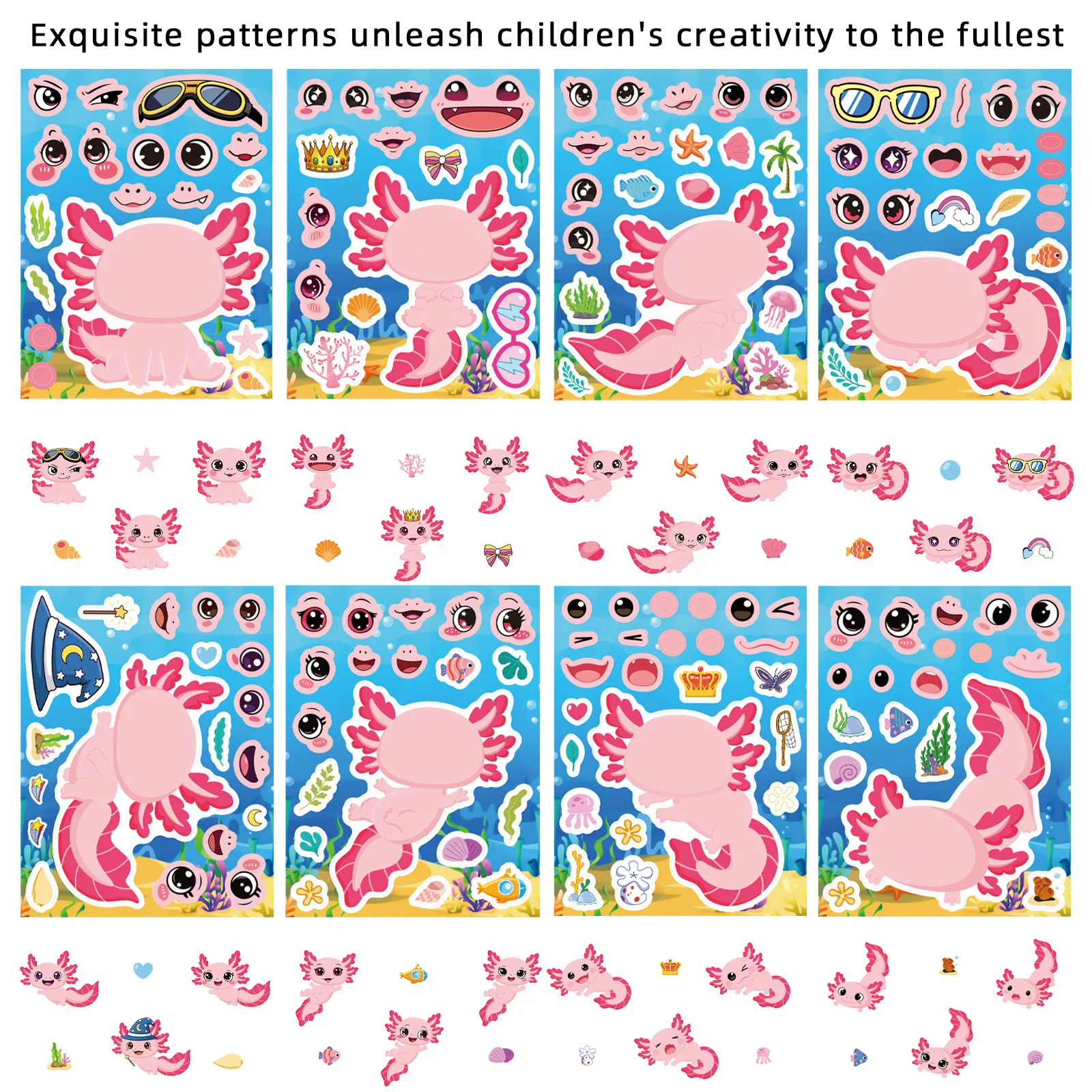 8/16/24PCS Cartoon Cute Cartoon Change Face Stickers Tablet Scooter Insulated Cup Pen Holder Creative DIY Stickers