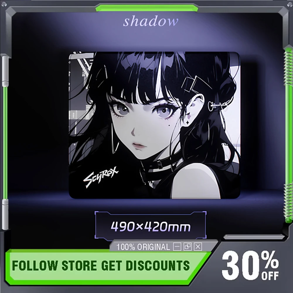 

Коврик для мыши Scyrox Shadow, устойчивый к поту и влаге, противоскользящий, для киберспорта CS2 APEX VALORANT, 49x42x2 мм, большой размер