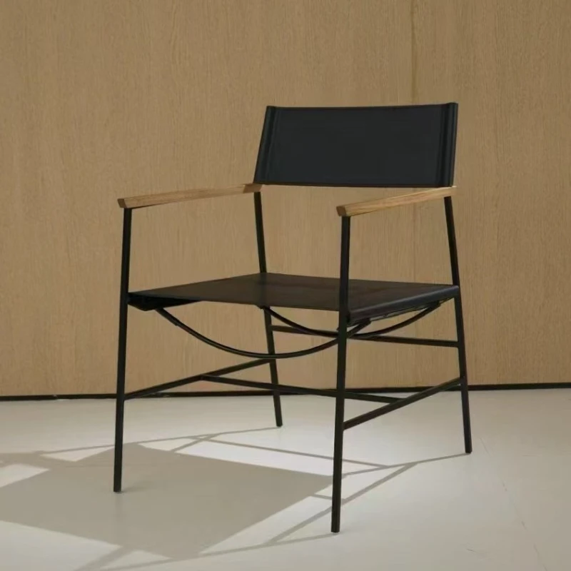 Chair Living room household industrial style saddle leather back chair minimalist leisure chair
