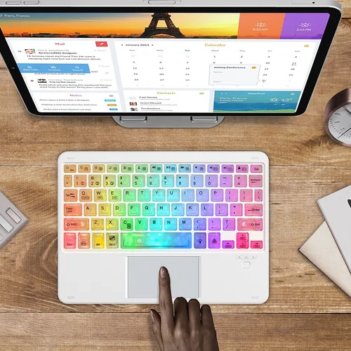 Imagen 2 del producto Teclado retroiluminado arcoíris de 10 pulgadas con panel táctil para tableta, Teclado RGB Mini para iPad 10, Xiaomi Pad 5, 6 Pro, Lenovo, Samsung