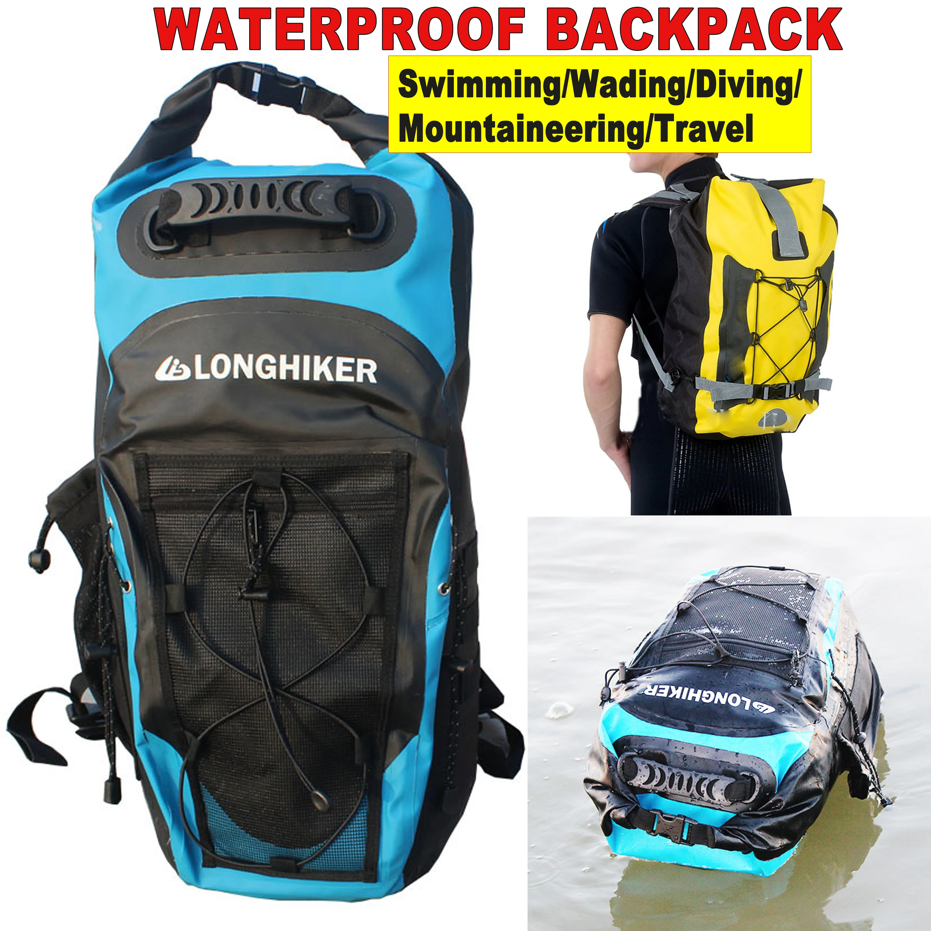 

Уличный рюкзак для речного трекинга, сумка для дайвинга, сумка для дрифтинга, плавания, храпа, альпинизма, рыбалки, лыж, водонепроницаемая сумка