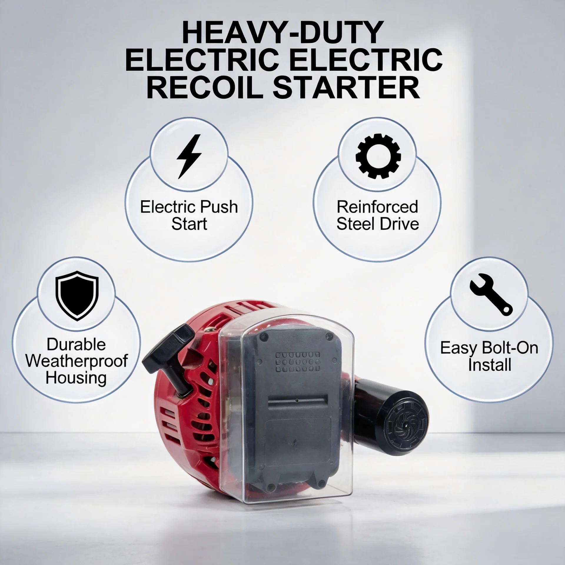 21V Electric Start Recoil Pull Starter Upgrade Kit for 168F 170F GX160 GX200 Engine Red Black
