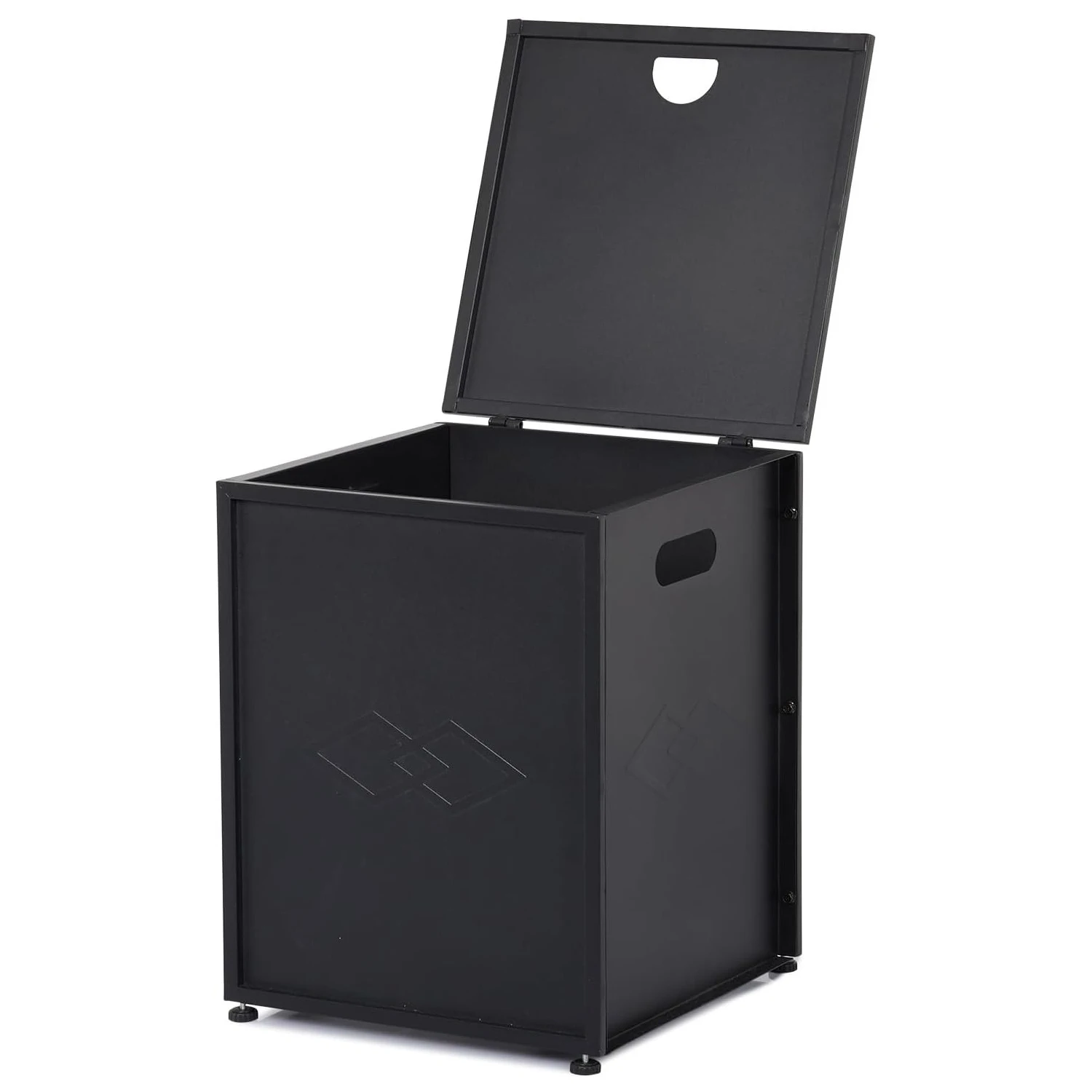 Outdoor Propane Tank Cover Side Table for Standard 20 Lb Tank Black Faux Rattan Steel Hideaway Cabinet with Top Access Side Handles and 4 Adjustable Feet for Patio Deck Fire Pit and Grill Areas view 8