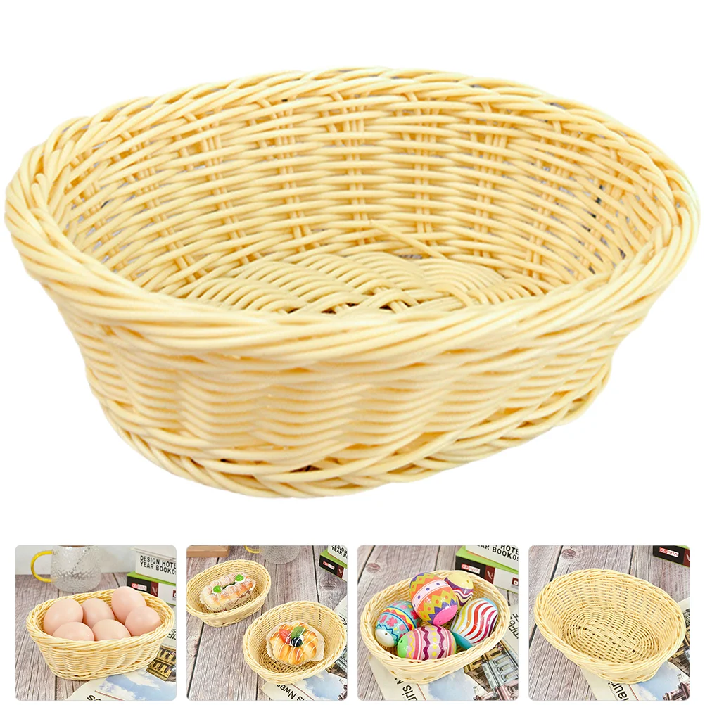 

Imitation Rattan Egg Basket Tiered Fruit Stationery Clear Snack Oval Bread Baskets Storage Crate Potato for Shelves Gift