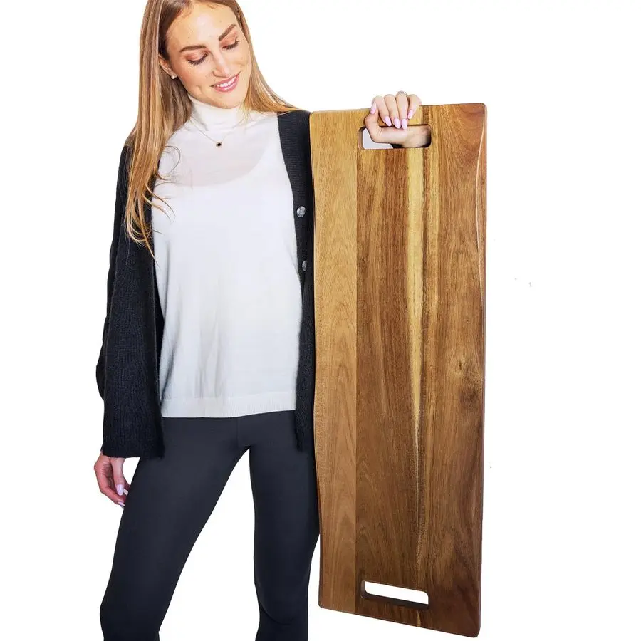 

Большая доска для закусок 36 дюймов, премиум-класса, очень большая сервировочная тарелка из акации, длинная деревянная доска для закусок, большая деревянная тарелка