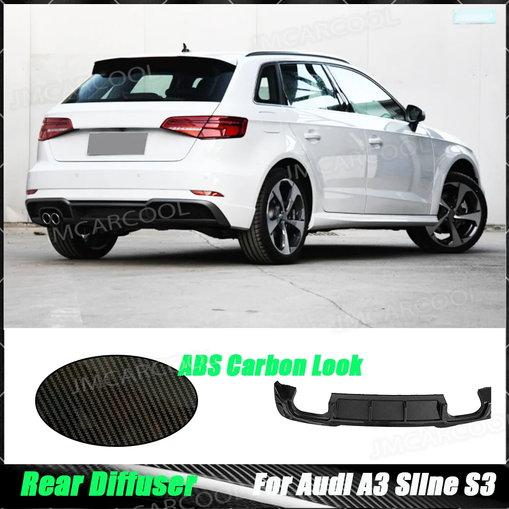 

Задний бампер из углеродного волокна, диффузор, спойлер для Audi A3 Sline S3 Hatchback 2017-2021, нестандартный бампер, защита автомобиля, Стайлинг