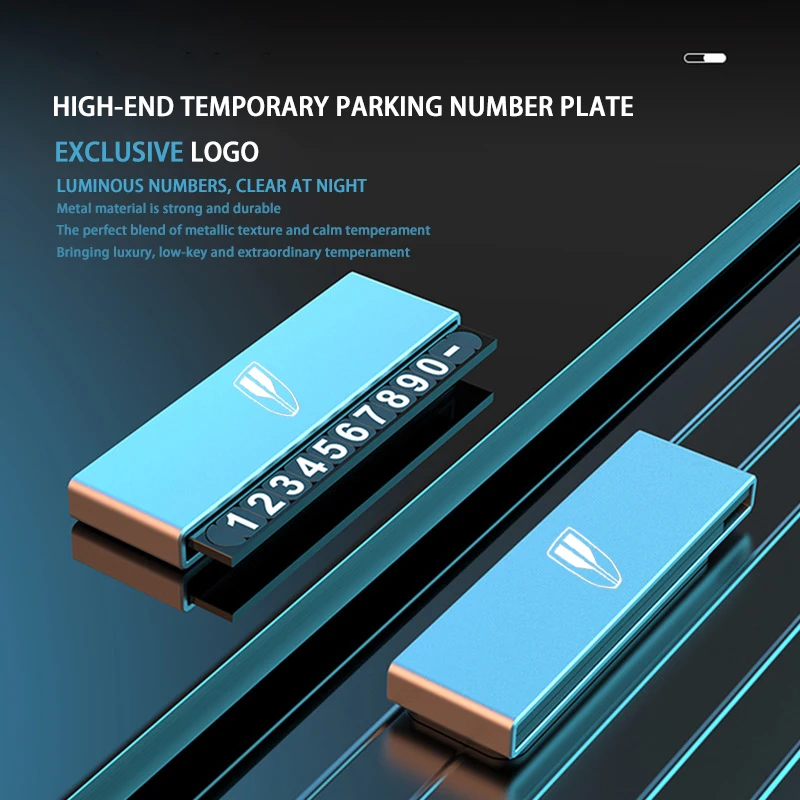 

Car Metal Luminous Temporary Parking Mobile Phone Number Plate For HONGQI E HS9 H5 H9 HS5 LS7 L5 HS3 EHS9 2024 Logo Accessories