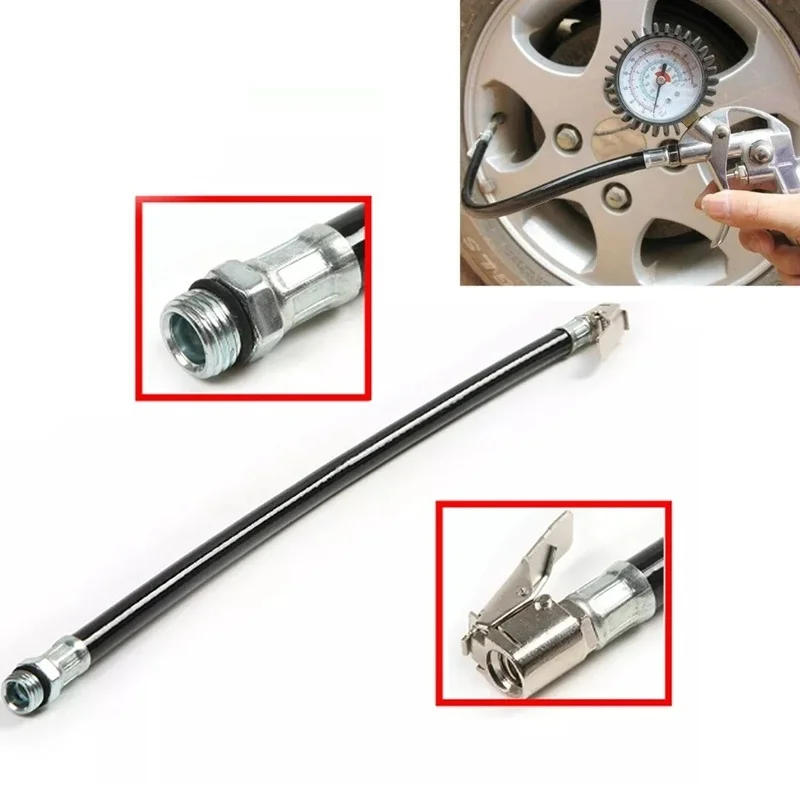 Air Tyre Inflator Hose Pressure Car Auto Tire Hose Pump Gauge Hose Connector Flexible For Automobile Tires Fast Inflatable Rods