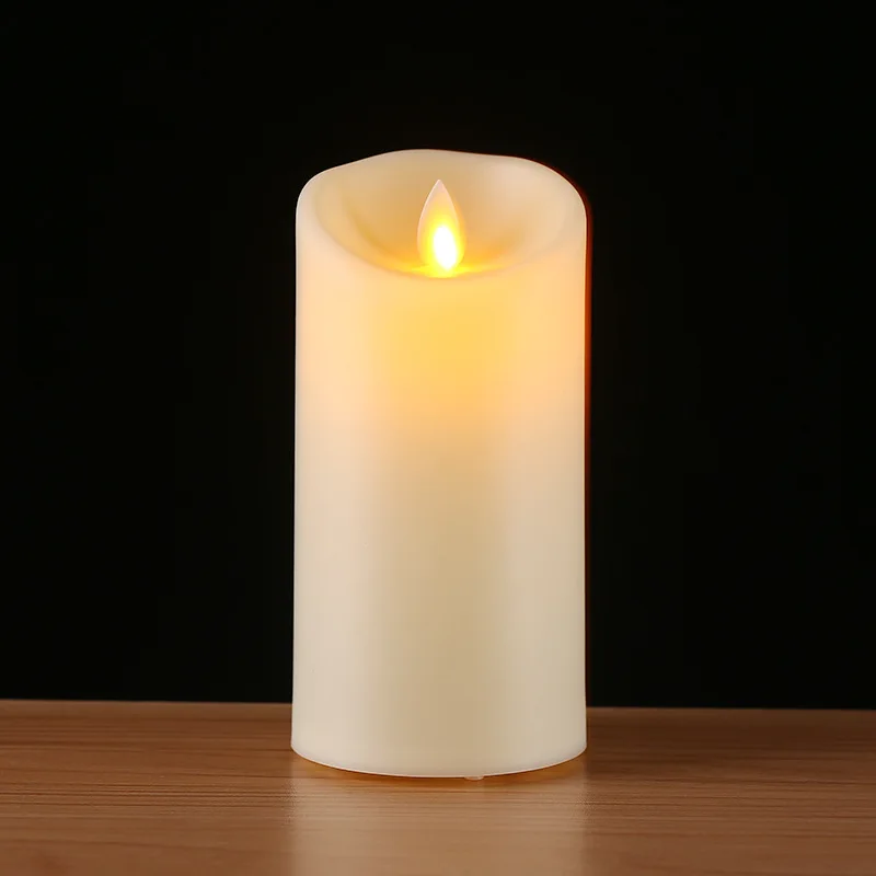 Paar Wiederaufladbare Flammenlose Votivkerzen Batteriebetriebene USB-Säulenkerzen mit Fernbedienung und Timer, DIY Weihnachts-Wachs-LED-Fensterlampe – Detail 3