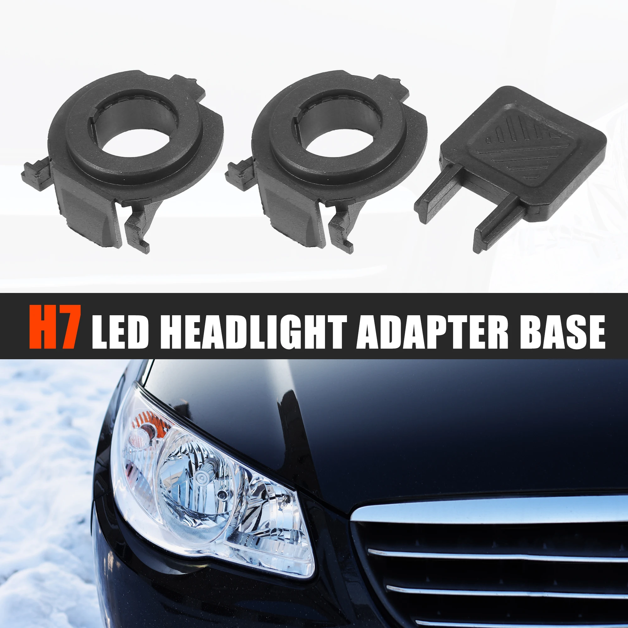 UXCELL 1 Set Car H7 LED Headlight Adapter Bases with Key Replace for Fiat 500 2010 2011 2012