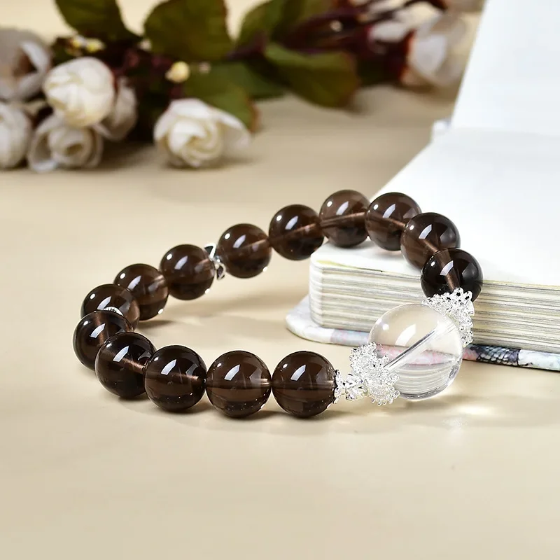 

Natural Brown Crystal Bracelet, Couple Light Luxury Fashion Lucky Large Particle Bead Bracelet, Jewelry