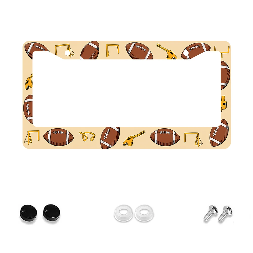 1 قطعة نمط كرة القدم البني 2 حفرة إطار لوحة الرخصة مادة الألومنيوم 6x12 بوصة مع المسمار القياسية حجم لوحة الترخيص الأمريكية