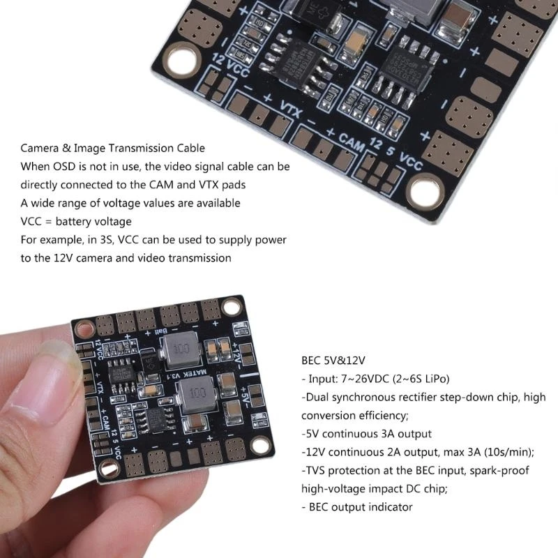 Multi Aircraft Models Power Distribution Board PDB with BEC 5V & 12V Multiple Outputs for Drones Quadcopter