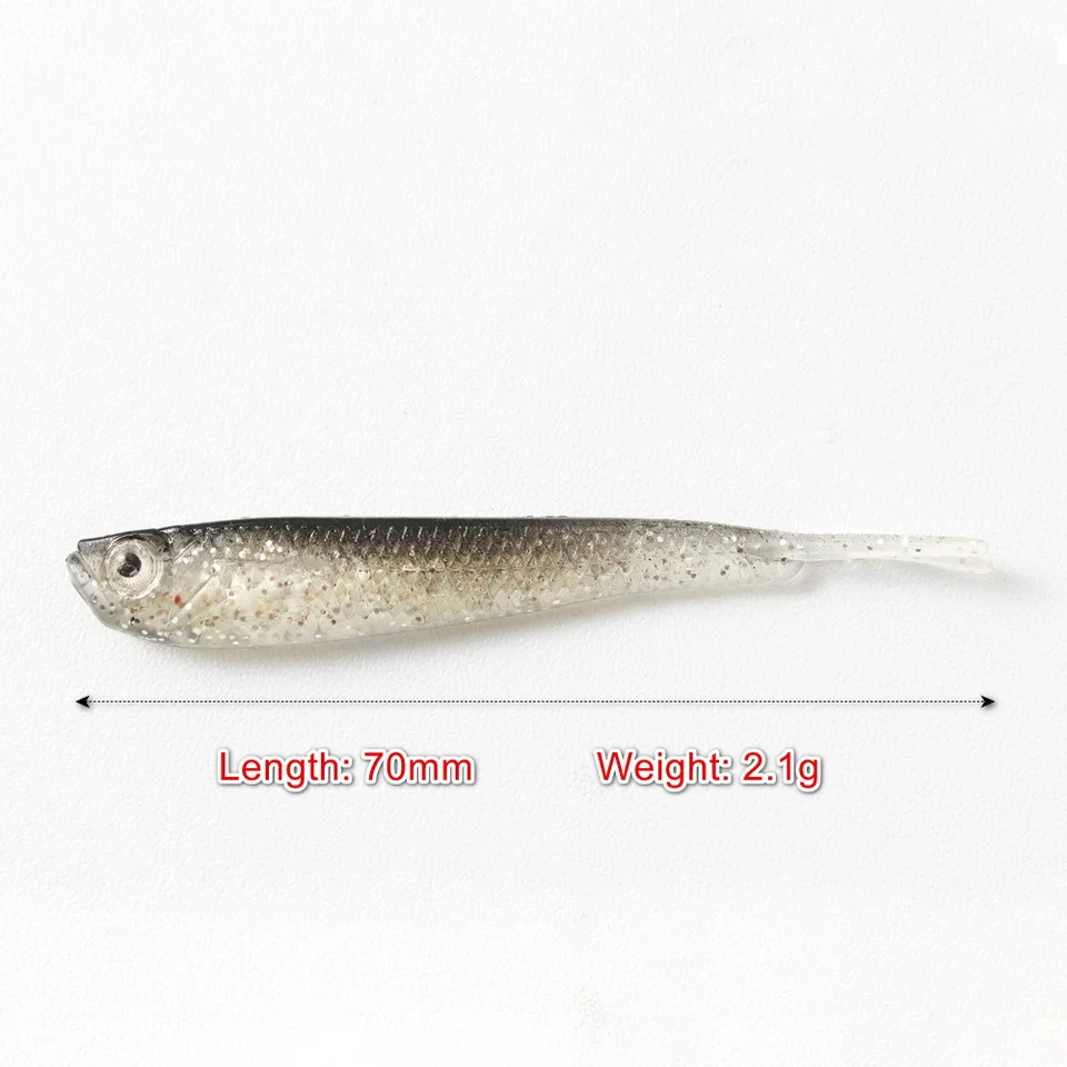 3 stücke Weicher Köder Shad Schwanz 70mm Mit Haken Fisch Künstliche Silikon Fisch Gabel Schwanz Wels Köder Angelgerät multi-Farbe – Detail 5