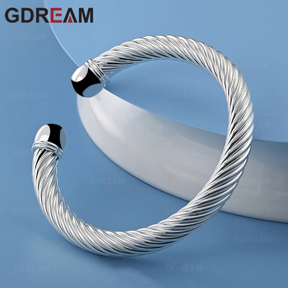 

GDREAM 925 Sterling Silver Twisted Open Bracelet For Women, Exquisite And Cute Wedding Party Jewelry