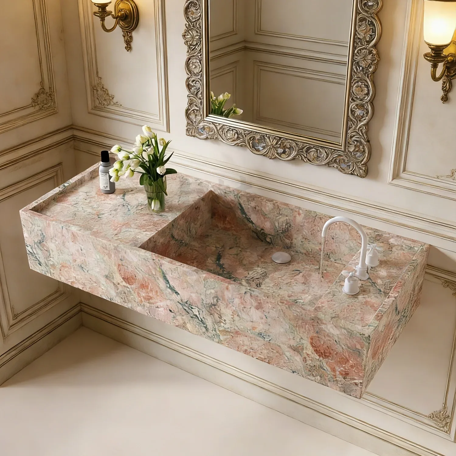 Slate marble color wall-mounted integrated hand washing basin hotel homestay washbasin under the counter