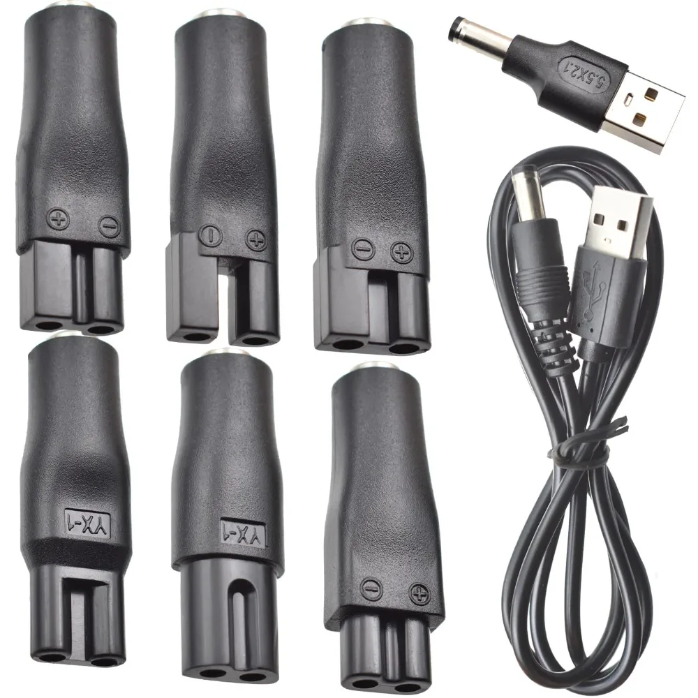 Power Cord 5V Replacement Charger USB Adapter 8 PCS Suitable for All Kinds Hair Clippers, Beard Trimmers, Shavers