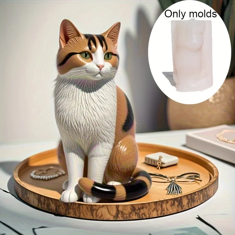 1PC Cute Kitten Aromatherapy Silicone Mold Animal Cat Epoxy Resin Diffuser Stone Ornaments Candle Making Mould for Home Decor