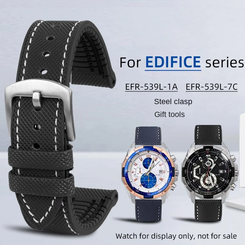 

For Ocean Heart EFR-539L Rubber Strap Bracelet Racing F1 Nylon Rubber Watch Band belt Men's Replace Watch Band for Casio EFR539L