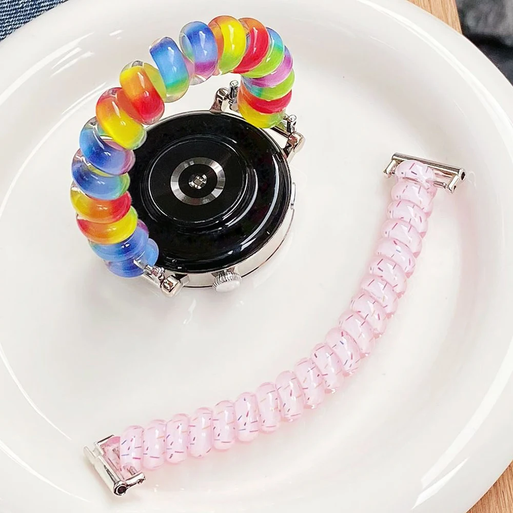 20mm 22mm Telephone Cord Strap for Samsung Galaxy Watch 9 8 Classic 7 6 Ultra 2 Band 40mm 44mm 46mm 43mm 47mm Coiled Bracelet