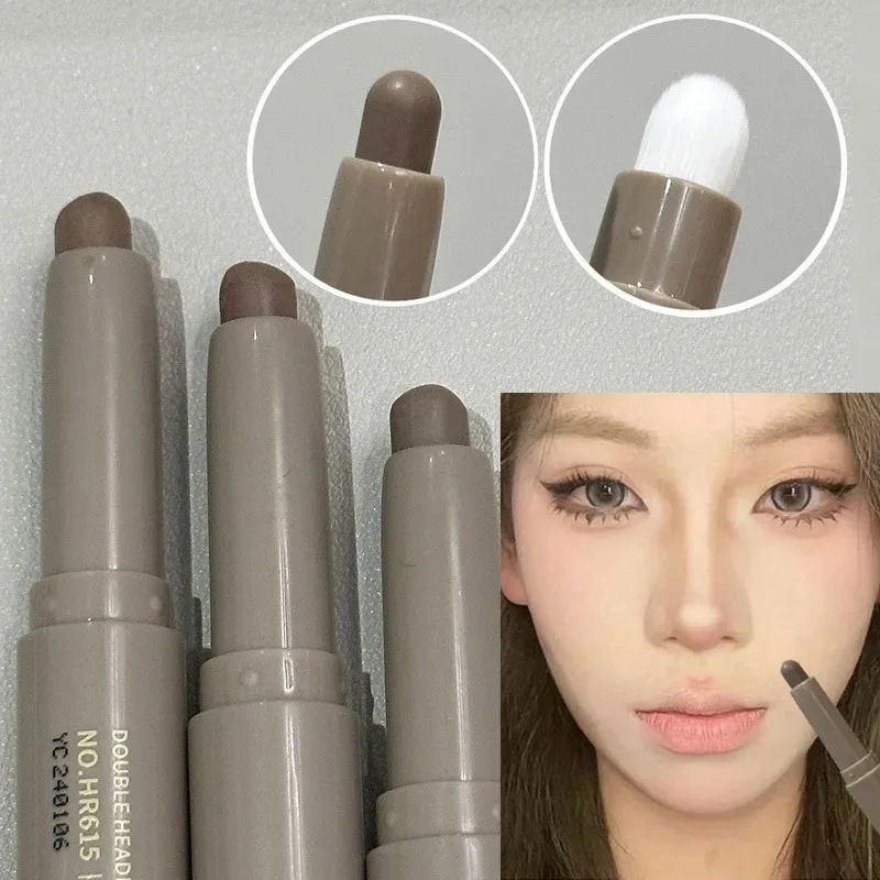 Nose Shadow Bronzers Contouring Makeup Pen Natural Grey Brown Three-dimensional Face Matte Shadow Cream Contour With Brush