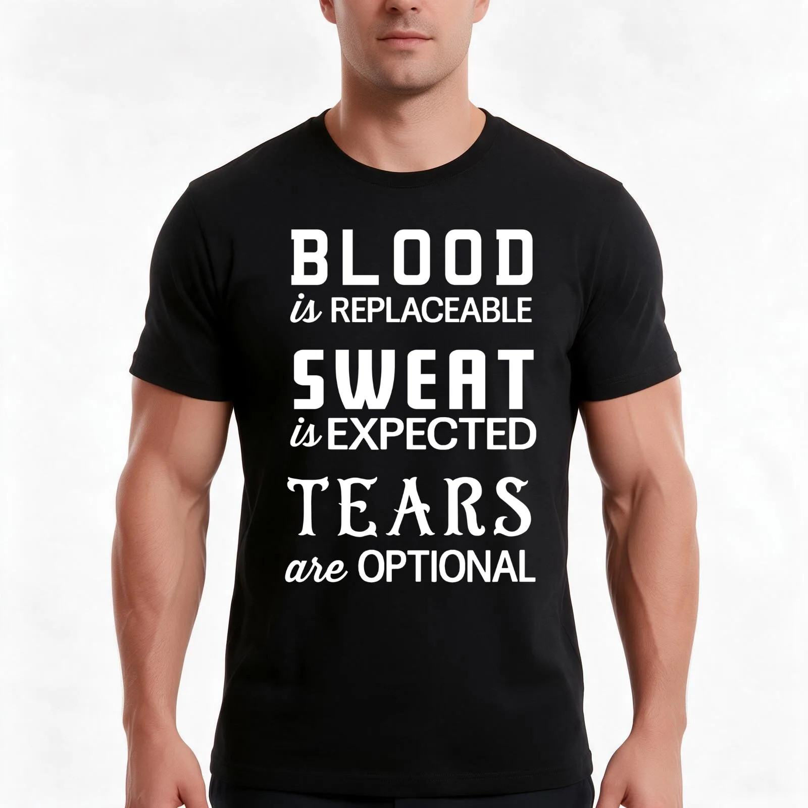 Blood is replaceable. Sweat is expected. Tears are optional T-Shirt, Summer Casual Cotton Tee, Oversized Streetwear Tops