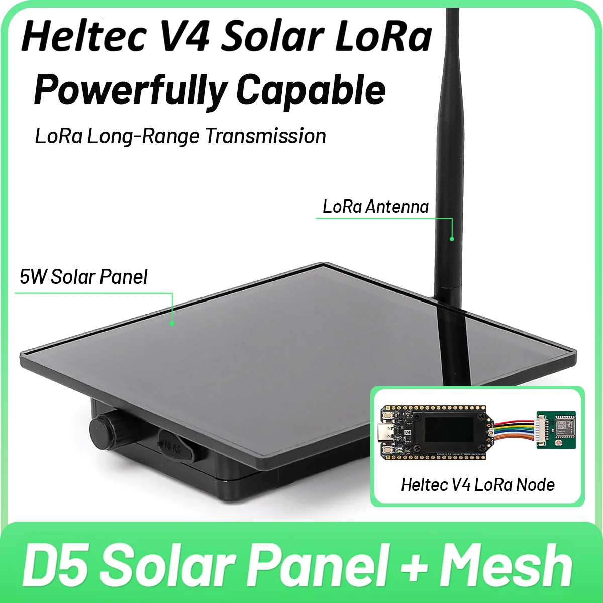 Nœud de réseau LoRa à énergie solaire avec GPS Heltec LoRa 32 V4 ESP32 Dev-Board WiFi Bluetooth Communicateur longue portée Mesh LoRa