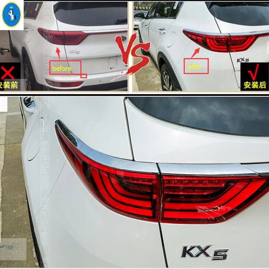 For Kia Sportage 4 QL 2016 - 2020 ABS Chrome Car Rear Tail Lights Lamps Eyebrow Eyelid Trim Cover Garnish Moulding Accessories