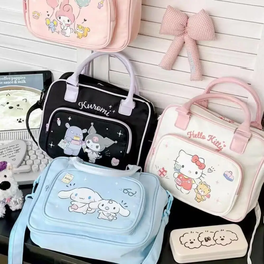 Anime Hello Kitty Handbag Shoulder Bag Kawaii Kuromi Sanrio Anime Cartoon Girls Student Crossbody Bag Office Workers Leisure Bag