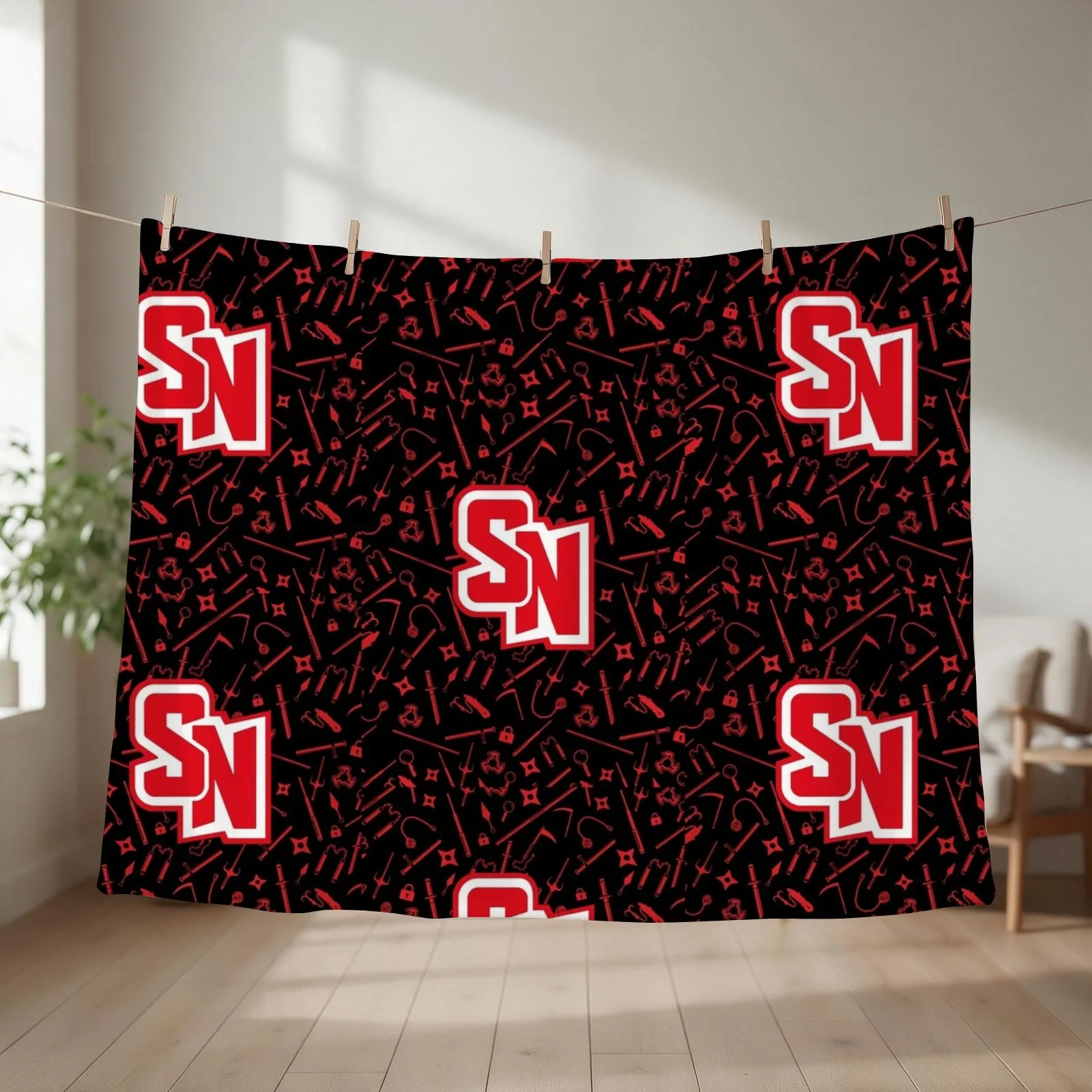 Collects all sword tools of a ninja sn- art logo Throw Blanket couch cozy soft plush fuzzy picnic outdoor blanket